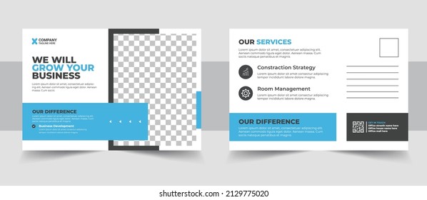 Corporate postcard design template. amazing and modern postcard design. stylish corporate postcard design. Business Postcard blue colour template design vector illustration