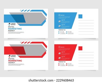 Plantilla de diseño de postal corporativa. diseño de postales asombroso y moderno. diseño elegante de postales corporativas
