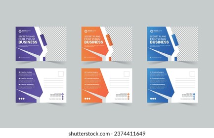 Corporate postcard design template. amazing and modern postcard design. stylish colorful postcard design bundle