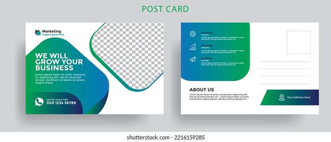 Corporate postcard design template and business card design .