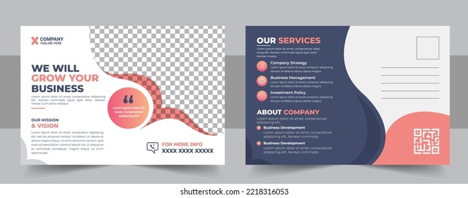 Corporate postcard design template. Corporate Business Postcard Template Design, Simple and Clean Modern Minimal Postcard Template, Business Postcard Layout te,plate vector