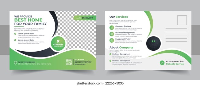 Corporate postcard design template. Corporate Business Postcard Template Design, Simple and Clean Modern Minimal Postcard Template, Business Postcard Layout