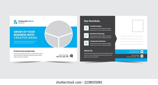 Corporate postcard design template. Corporate Business Postcard Template Design, Simple and Clean Modern Minimal Postcard Template, Business Postcard Layout Design Template