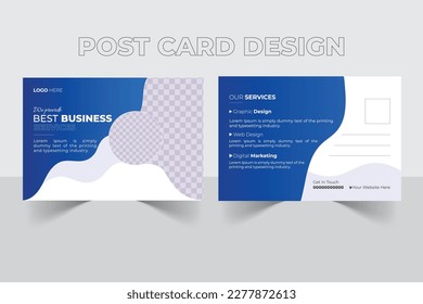 Plantilla de diseño de postal corporativa. Diseño de plantillas de postales para empresas,
 Plantilla de postales mínima simple y limpia, diseño de postales para uso profesional