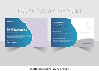 Plantilla de diseño de postal corporativa. Diseño de plantillas de postales para empresas,
 Plantilla de postales mínima simple y limpia, diseño de postales para uso profesional