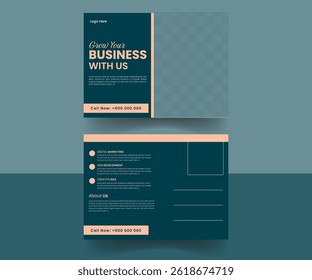 Corporate postcard design template. Corporate Business Postcard Template Design, Simple and Clean Modern Minimal Postcard Template, Business Postcard