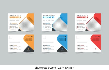 Corporate postcard design template. modern postcard design. stylish business postcard design colorful bundle