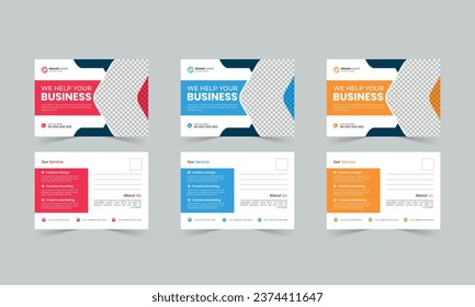 Plantilla de diseño de postal corporativa. diseño moderno de tarjeta postal. paquete de diseño de tarjetas de correo de negocios