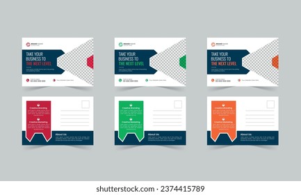 Corporate postcard design template. modern postcard design. stylish business postcard design colorful bundle
