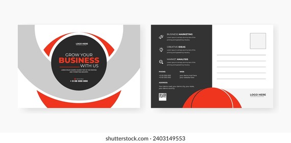 Corporate postcard design template, modern minimal postcard design 