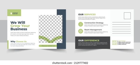 Corporate Postcard Design Template.Postcard. Real State Design Template Vector Illustration. Professional Business Postcard Design.