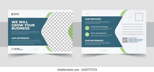 Corporate postcard design template.Postcard design vector template, corporate postcard illustration, business postcard,print ready, printing