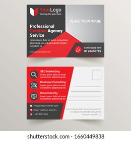 Corporate Postcard Design vector template for Opening invitation.