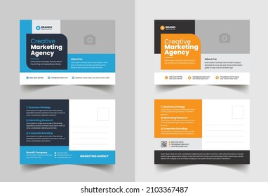 Plantilla de diseño de postal corporativa o postal Eddm con elementos azules