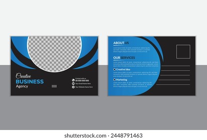 Corporate Postcard Layout with Blue Accents	template