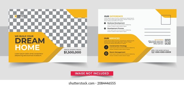 Corporate postcard template design. Corporate business postcard design template with creative modern layout