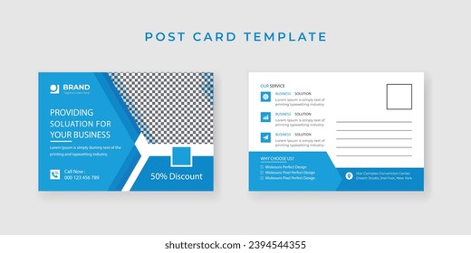 Corporate Postcard Template Design, Post Card Vector Simple and Clean, Modern MinimalCreative Agency Business Postcard Layout, Real Estate Post Card with Geometric Eps10.