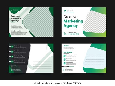 Corporate Postcard Template Design. With Two Types Of Different Designs And Vector illustrations. And Two Colors Variations