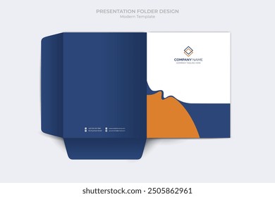 Corporate presentation folder template. Corporate business folder files design template
