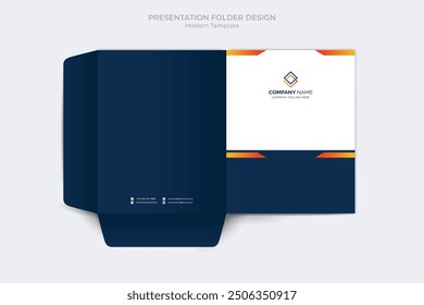 Corporate presentation folder template. Corporate business folder files design template
