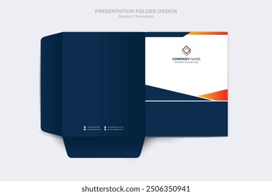 Corporate presentation folder template. Corporate business folder files design template