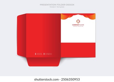 Corporate presentation folder template. Corporate business folder files design template