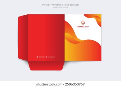 Corporate presentation folder template. Corporate business folder files design template