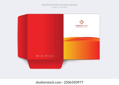 Corporate presentation folder template. Corporate business folder files design template