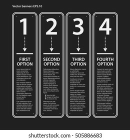 Corporate presentation template on dark background. Black and white colors. Useful for advertising, presentations and web design.