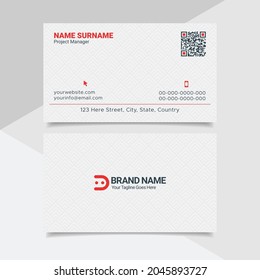 Corporate Professional Business Card Design Template, Modern Clean Minimal Style Red and White Color
