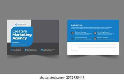Corporate Professional Business Postcard Design Template.Corporate Postcard Design vector template for Opening invitation.Event Card Design, EDDM Postcard Template, Invitation Design