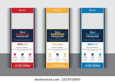 Corporate and professional business roll up banner design, x banner, signage advertising Colorful and Modern design.