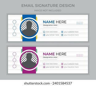 Corporate Professional email signature template design modern and minimal Layout, business email footer template set or social media cover design template design creative layout set with unique design