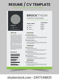 Corporate professional minimal resume template design