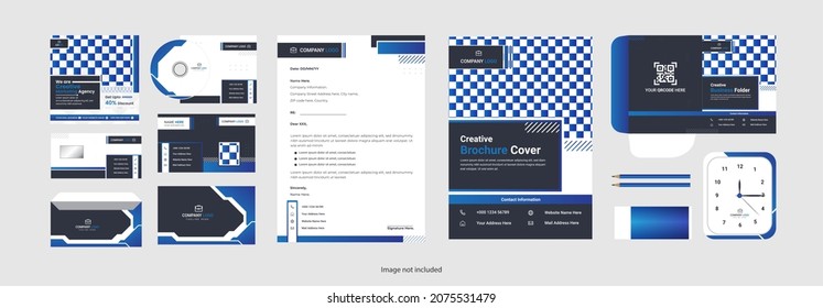 Corporate professional stationery set clean design.