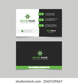 Corporate Professional Visiting Card, Black and green Color Template