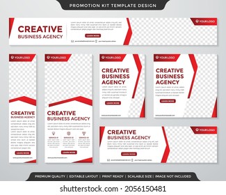 diseño de plantilla de kit de promoción corporativa con uso de estilo abstracto y moderno para anuncios digitales empresariales
