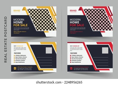 Corporate real estate and home apartment agency postcard template