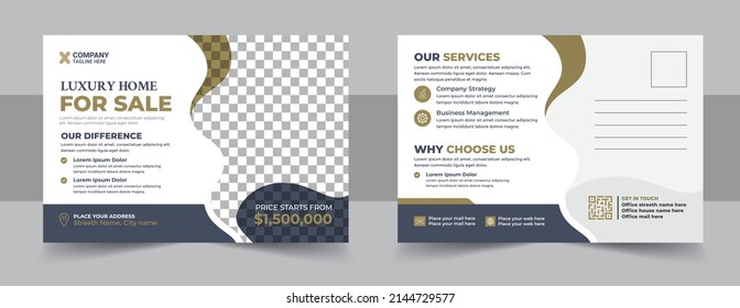 Corporate real estate postcard template design, Real estate postcard design template. Just listed postcard, Home buy and sale postcard.