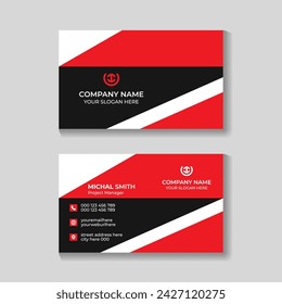 Corporate red and black business card design template