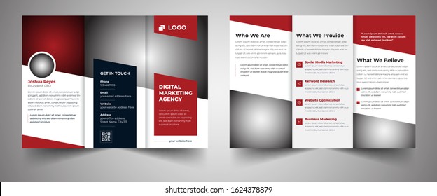 Corporate Red and Black Color Elegant Creative Tri Fold Brochure Template