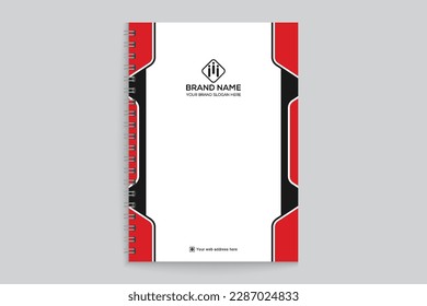 Corporate red and black color notebook cover design