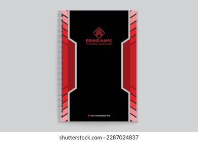 Corporate red and black color notebook cover design