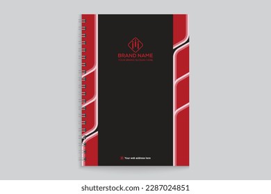 Corporate red and black color notebook cover design