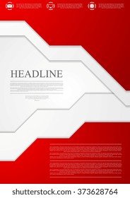 Corporate Red Material Tech Flyer Design Vorlage. Vektorbroschürenhintergrund