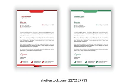 Corporate related business letterhead design template with red and green color
