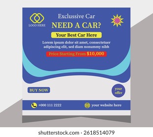 Corporate rent luxury car social media post design template 