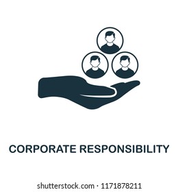 Corporate Responsibility icon. Monochrome style design from management collection. UI. Pixel perfect simple pictogram corporate responsibility icon. Web design, apps, software, print usage.