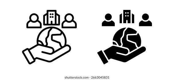 Corporate Responsibility multiple icon set of two.line and glyph vector illustrationn