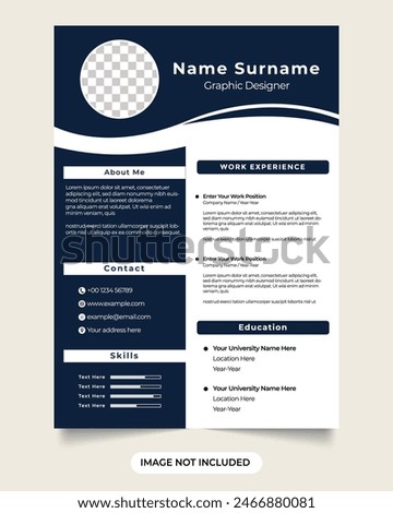 Corporate resume layout vector for a job application and official work office employee cv and resume template design with dark blue color resume template vector for a corporate office